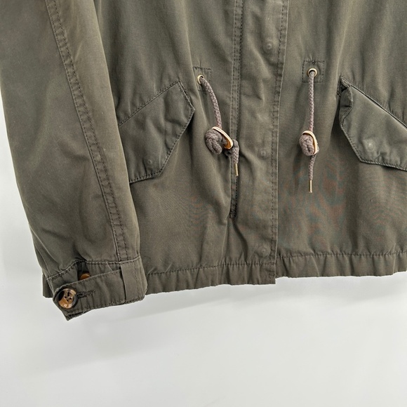 ZARA Basic Army Green Full Zip Snap Button Utility Jacket Size Small - Picture 4 of 6